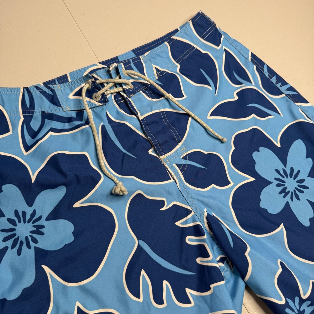 Abercrombie & Fitch Mens Size 34 Blue Floral Board Shorts Swim Trunks Hibiscus - Picture 3 of 12